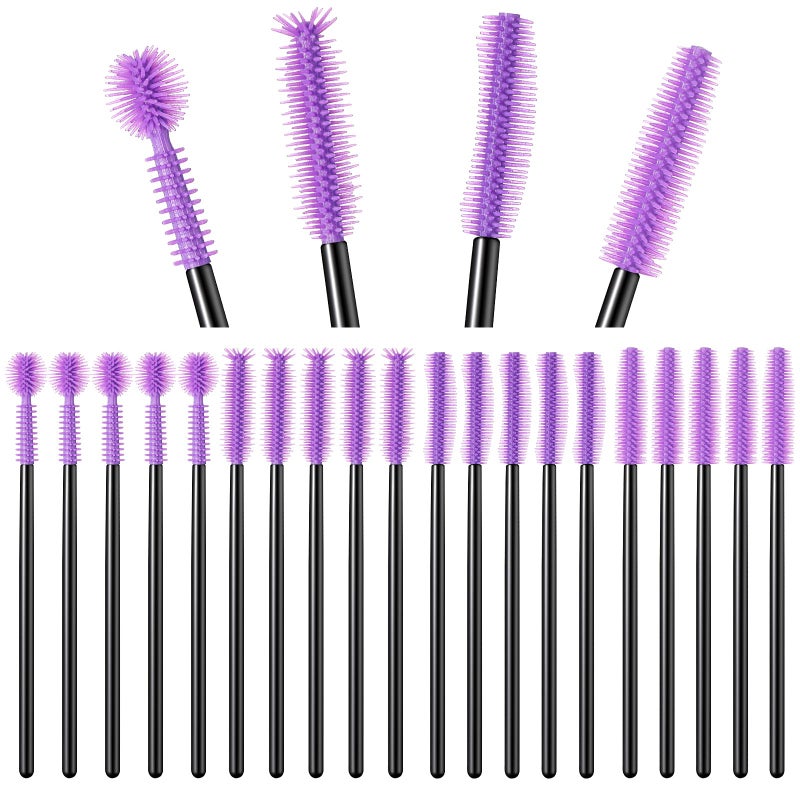 Rimcereal 20 Pcs Nook And Cranny Sewing Machine Cleaning Brushes For Quilting Supplies Reusable Silicone Dense Bristles Cleaning Brushes For Sewing Machine Internal And Spool Area(Black, Purple) - Image 1